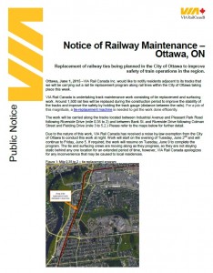 Notice of Railway Maintenance (Tie Replacement)